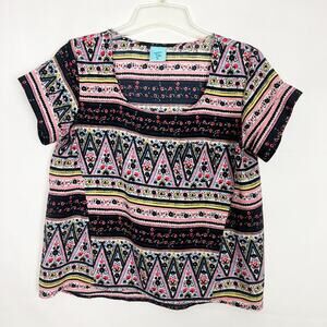 H.i.p. Y2K Multicolor Floral Scoop Neck Top Size Medium